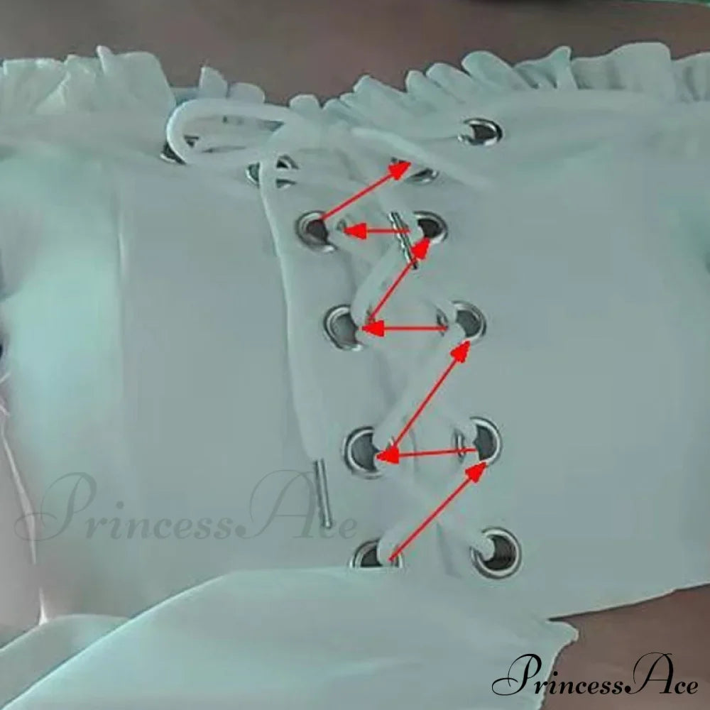Top Sleeves Lace Ruffle Puff Tops Long Tops Crop Vintage Arm Up Bandage Blouse Shoulder Ladies Black Off With White image 11