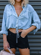 Top with Tie Denim Detail image 1