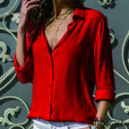 Tops Female Office Warm-Season Blouse Women V-Neck Casual Solid Shirts Chiffon Regular image 5