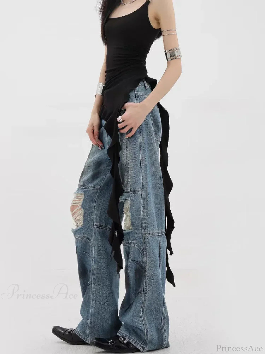 Torn Azure Gothic Baggy Harajuku Pant image 1