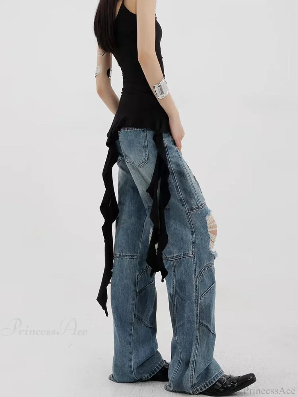 Torn Azure Gothic Baggy Harajuku Pant image 5
