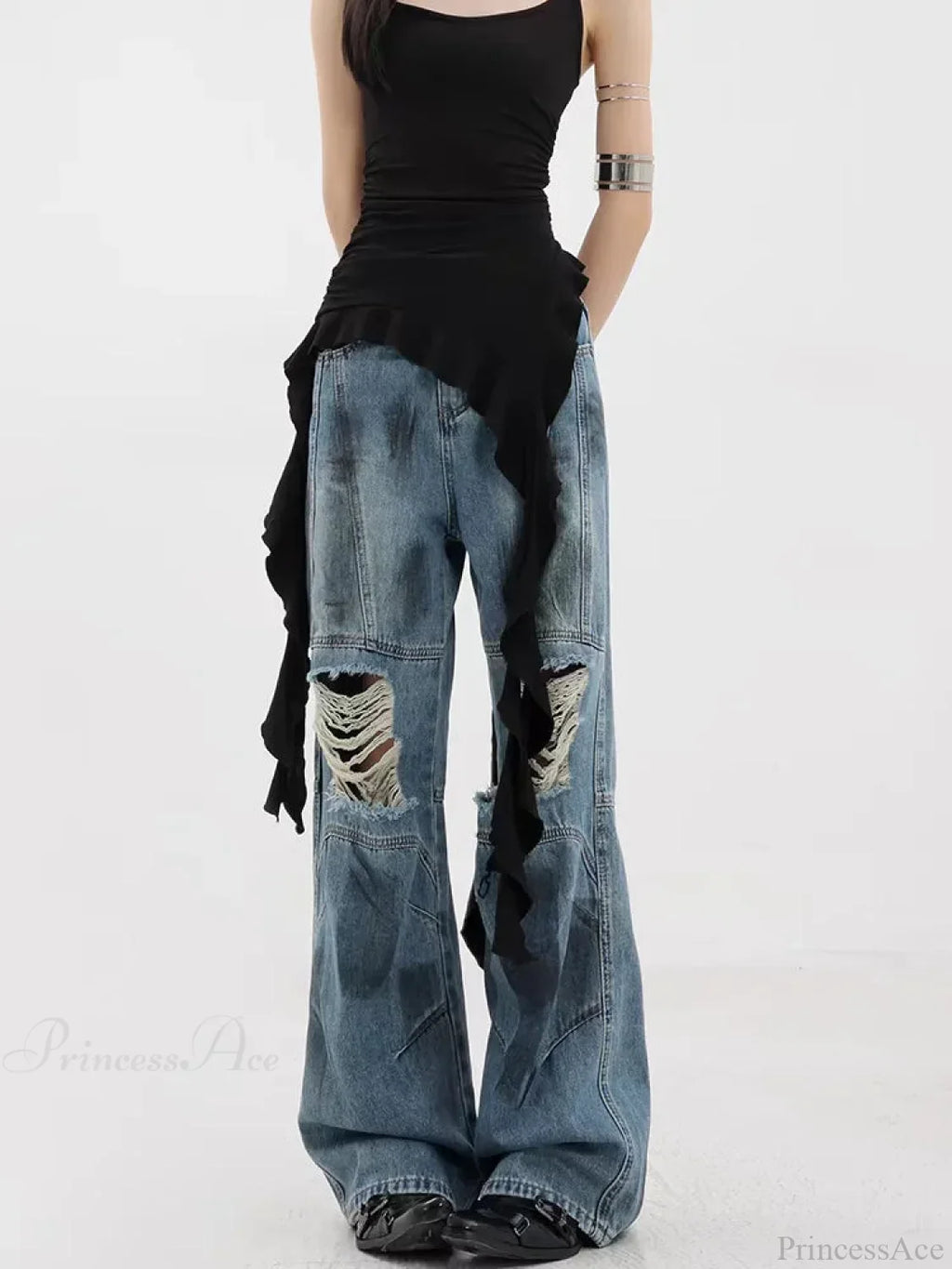 Torn Azure Gothic Baggy Harajuku Pant image 2
