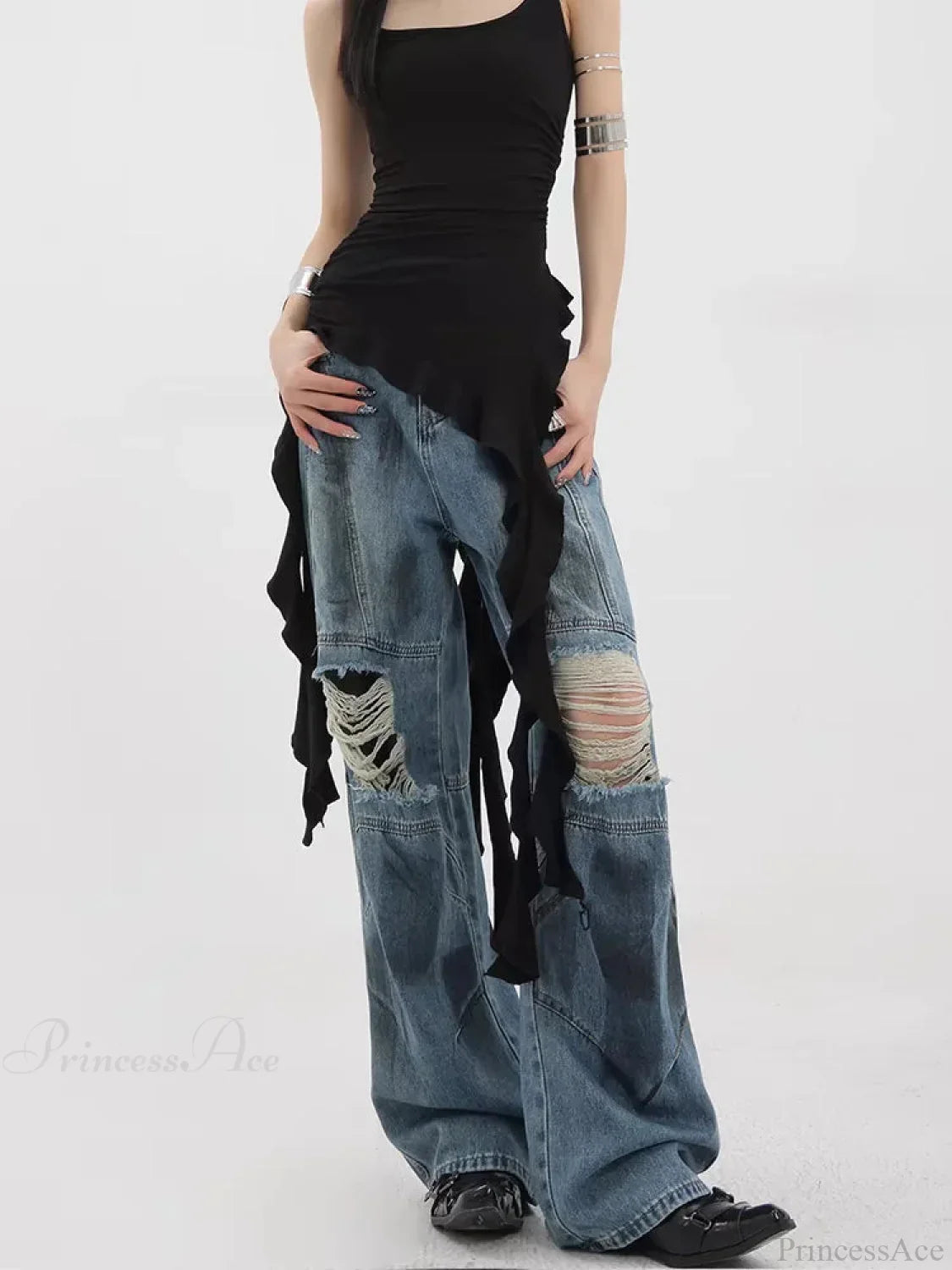 Torn Azure Gothic Baggy Harajuku Pant image 4