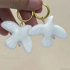 Tranquil Dove Ceramic Metal Circle Hoop Earring image 4