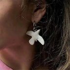 Tranquil Dove Ceramic Metal Circle Hoop Earring image 1