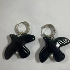 Tranquil Dove Ceramic Metal Circle Hoop Earring image 2