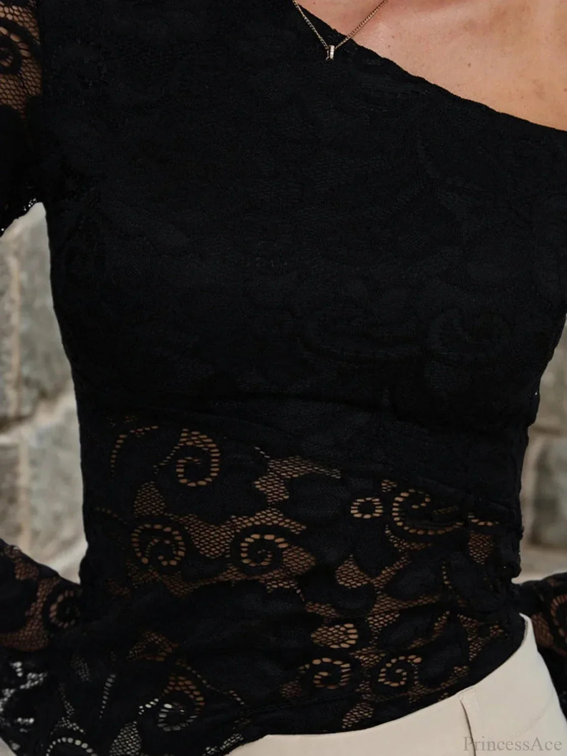 Transparent Cut Neck Knitted Top image 4