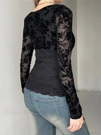 Transparent Lace V-neck Knitted Top image 5