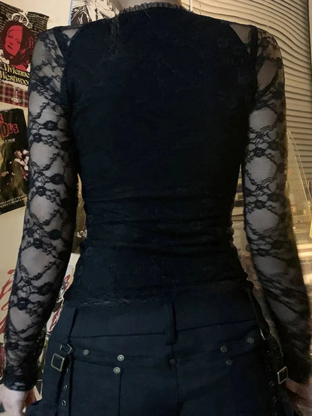 Transparent Lace V-neck Knitted Top image 4