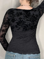 Transparent Lace V-neck Knitted Top image 3