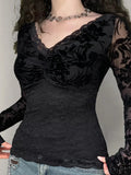 Transparent Lace V-neck Knitted Top image 6