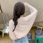 Transparent Sun Protection Open Front Cropped Knit Cardigan image 3