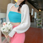 Transparent Sun Protection Open Front Cropped Knit Cardigan image 5