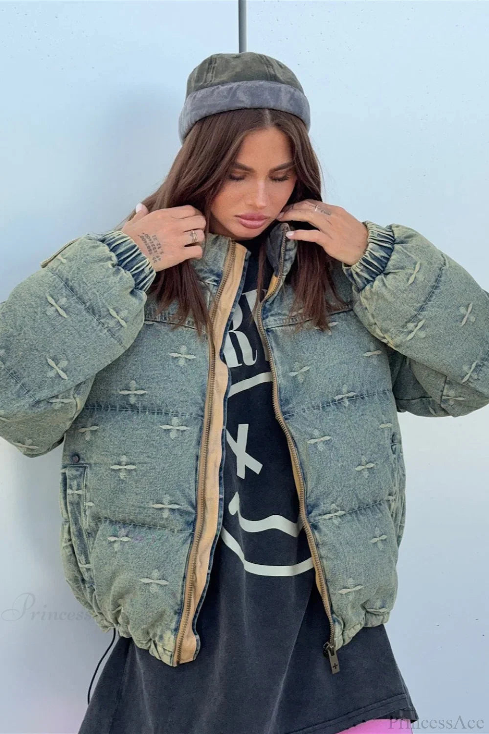 Trendy Distressed Cross Embroidered Coat image 1