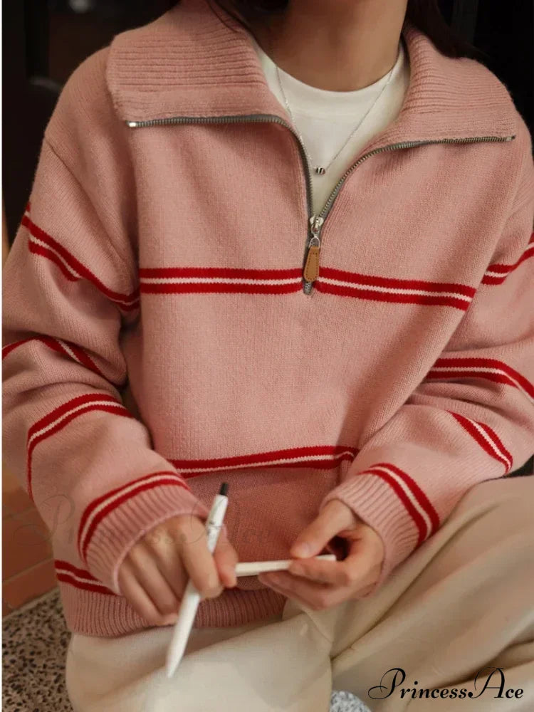 Trendy Stylish Striped Cozy Casual Comfortable Loose Warm Sweater image 5