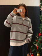 Trendy Stylish Striped Cozy Casual Comfortable Loose Warm Sweater image 4