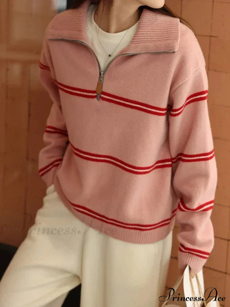 Trendy Stylish Striped Cozy Casual Comfortable Loose Warm Sweater image 6