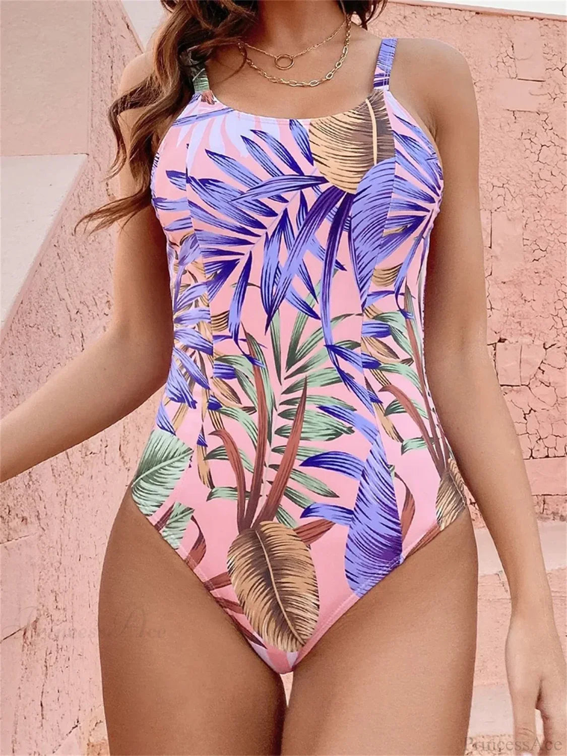 Tropical Print Sleeveless Romper One Piece Set image 1
