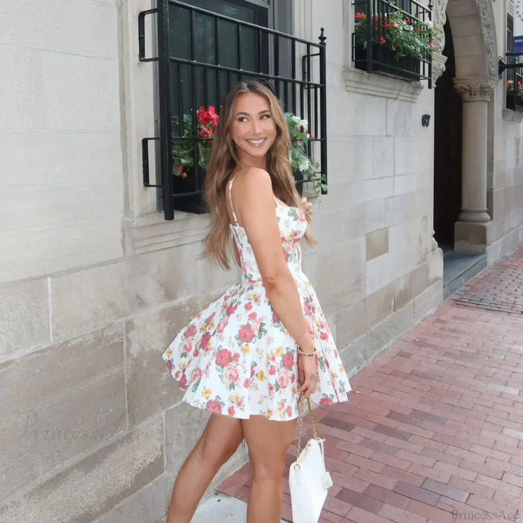 Tulle Skirt Floral Print A-line Floral Dress image 3