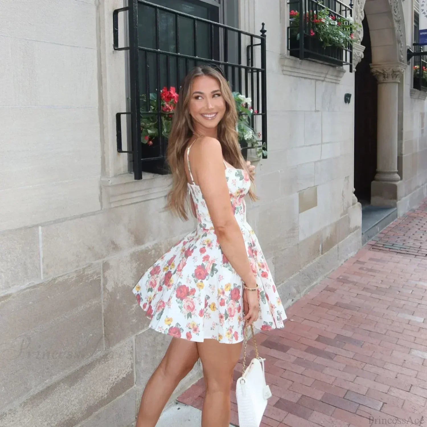Tulle Skirt Floral Print A-line Floral Dress image 3