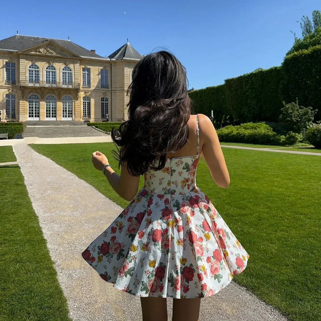 Tulle Skirt Floral Print A-line Floral Dress image 5