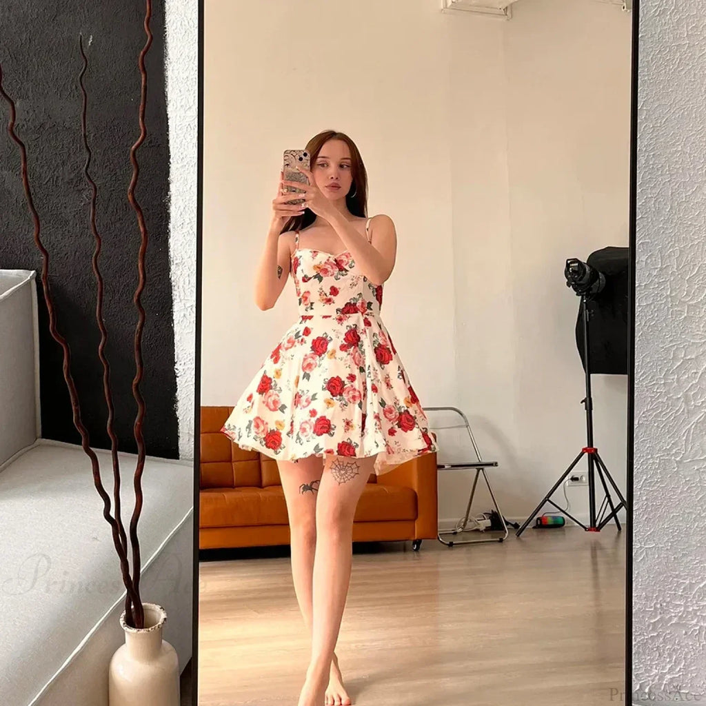 Tulle Skirt Floral Print A-line Floral Dress image 10