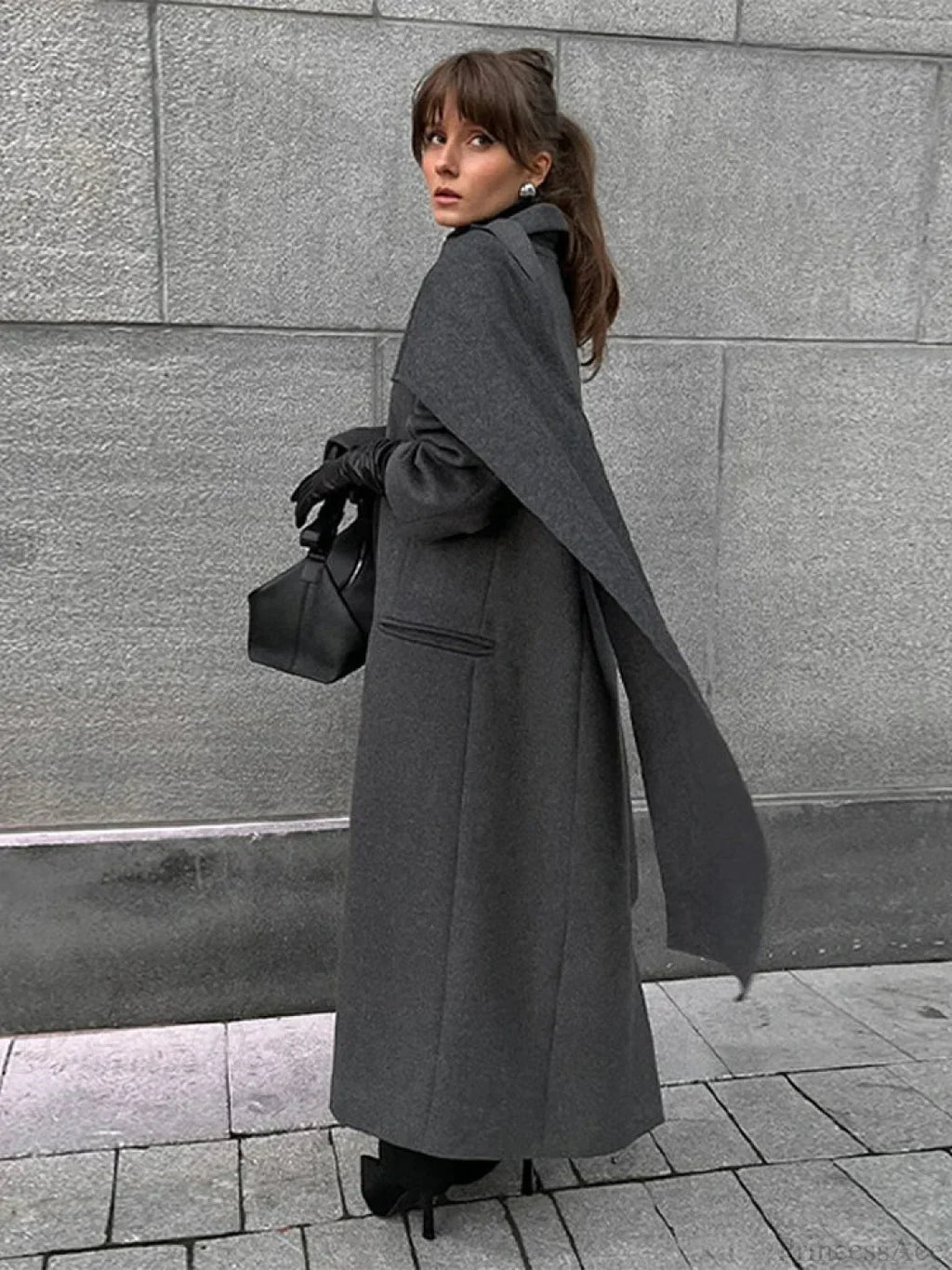 Turn-Down Collar Double-Breasted Overcoat image 6