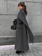 Turn-Down Collar Double-Breasted Overcoat image 6