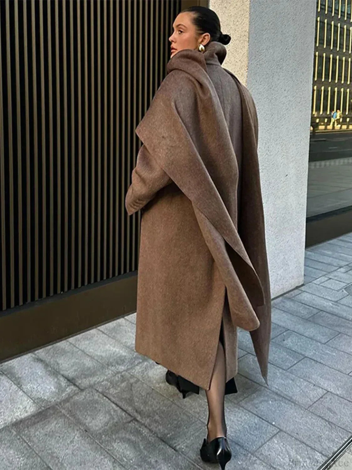 Turn-Down Collar Double-Breasted Overcoat image 3