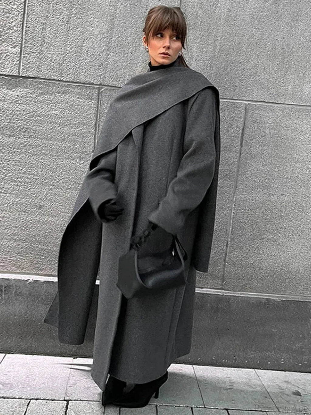 Turn-Down Collar Double-Breasted Overcoat image 5