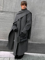 Turn-Down Collar Double-Breasted Overcoat image 5