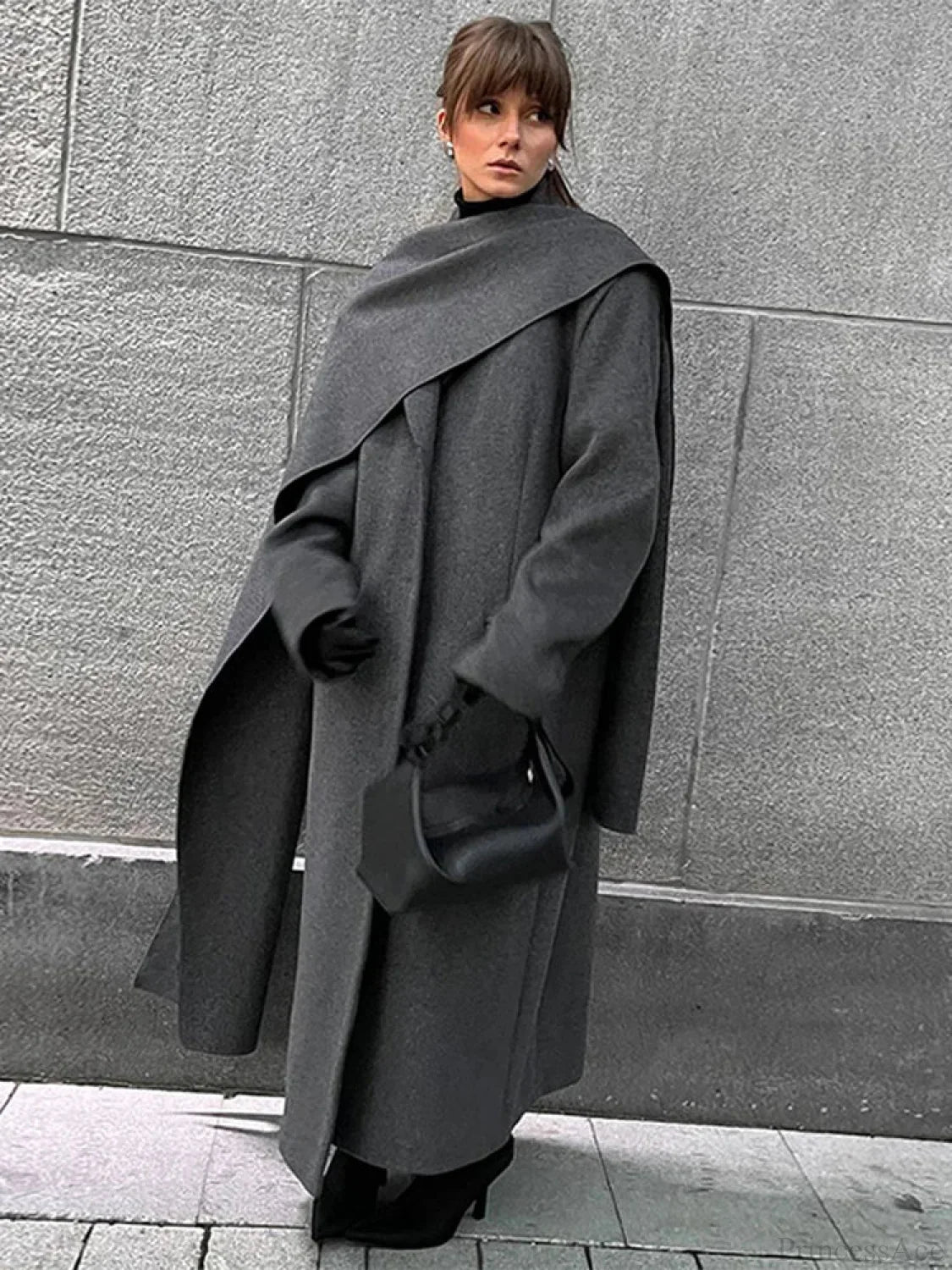 Turn-Down Collar Double-Breasted Overcoat image 5