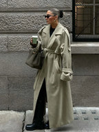Turn-Down Collar Lace-Up Loose Overcoat image 1