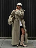 Turn-Down Collar Lace-Up Loose Overcoat image 5