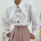 Turn Down Collar Long Sleeve Comfortable Autumn Blouse image 2