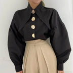 Turn Down Collar Long Sleeve Comfortable Autumn Blouse image 4