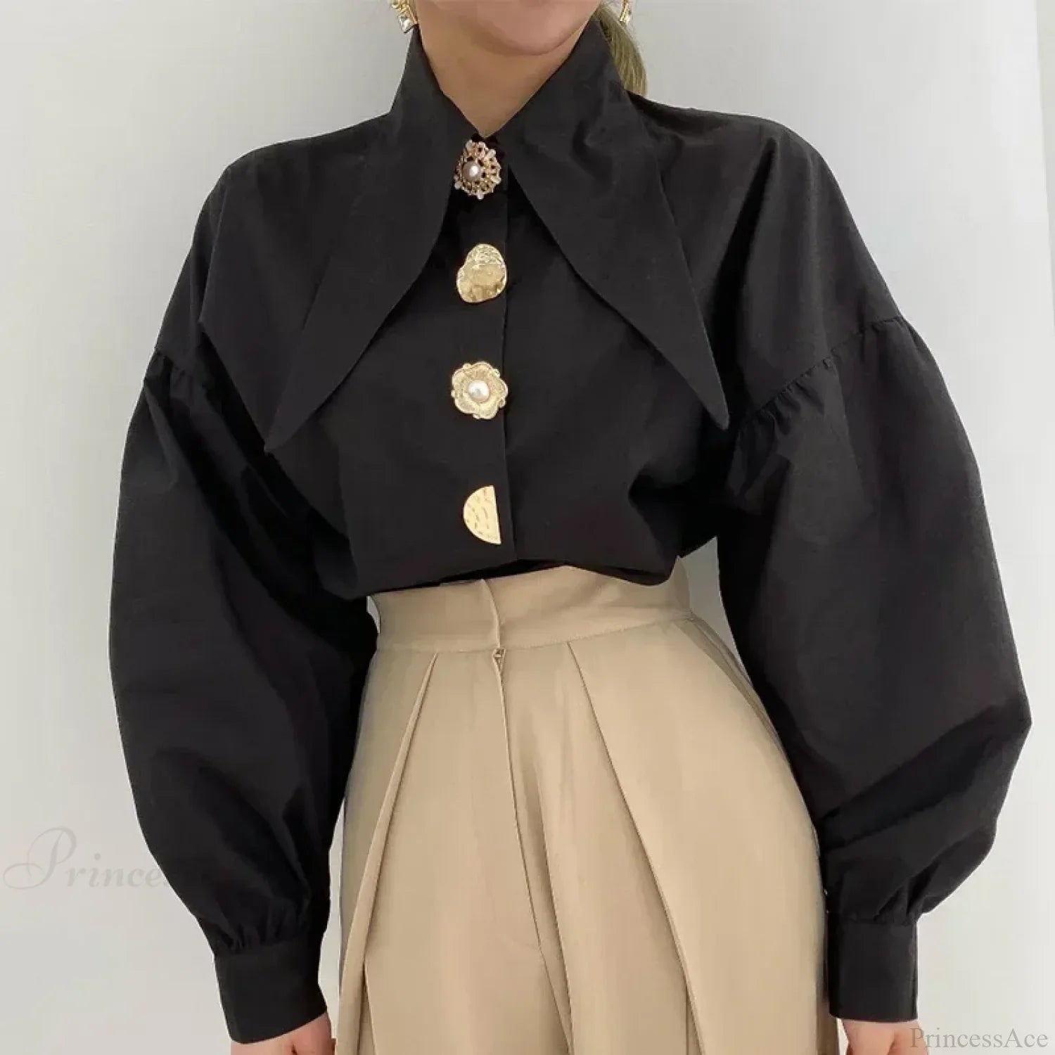 Turn Down Collar Long Sleeve Comfortable Autumn Blouse image 4