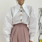 Turn Down Collar Long Sleeve Comfortable Autumn Blouse image 3
