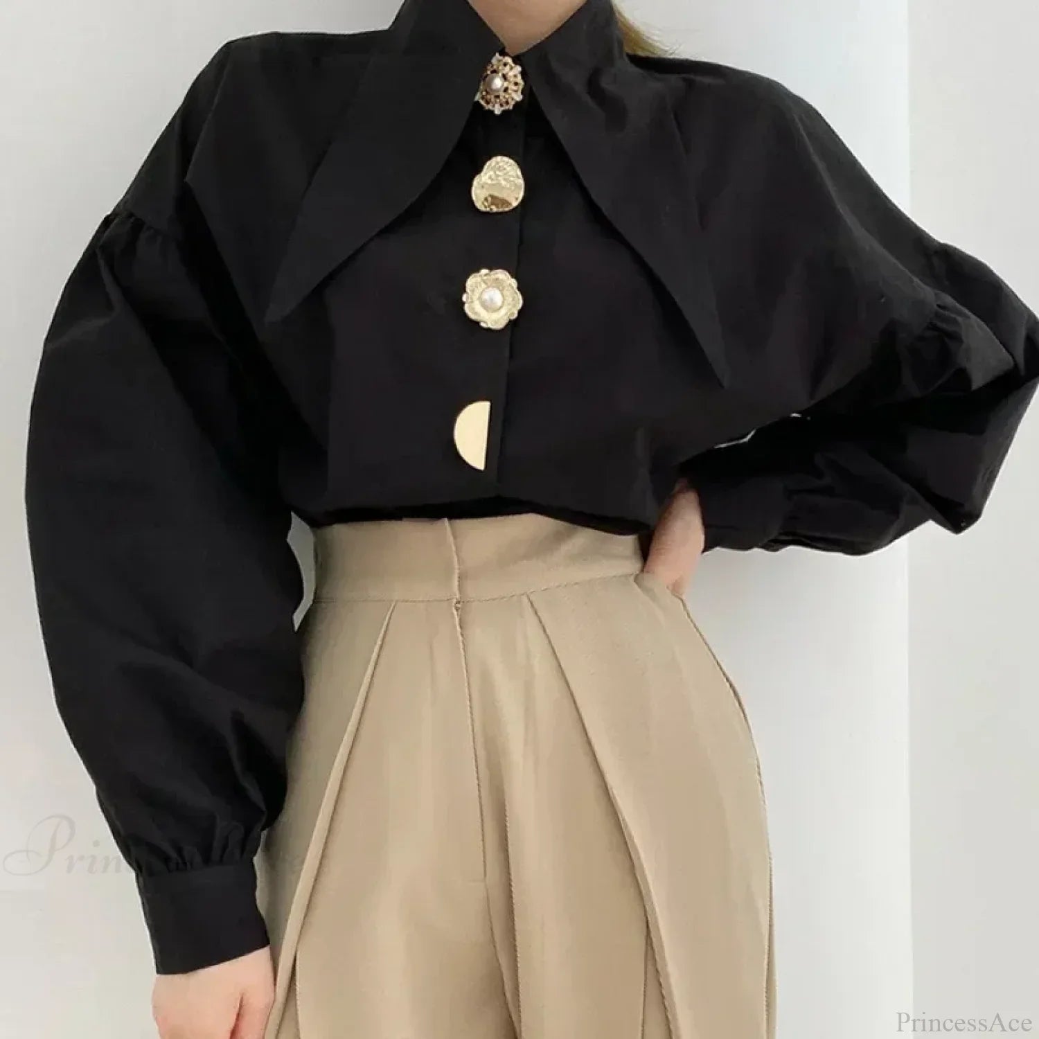 Turn Down Collar Long Sleeve Comfortable Autumn Blouse image 5