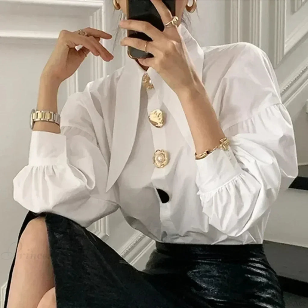 Turn Down Collar Long Sleeve Comfortable Autumn Blouse image 1