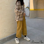 Turn-down Style Spring - Women's Plaid Outwear Loose 4 Neckline Blouse Harajuku with Fit Batwing-sleeve - - Colors image 21
