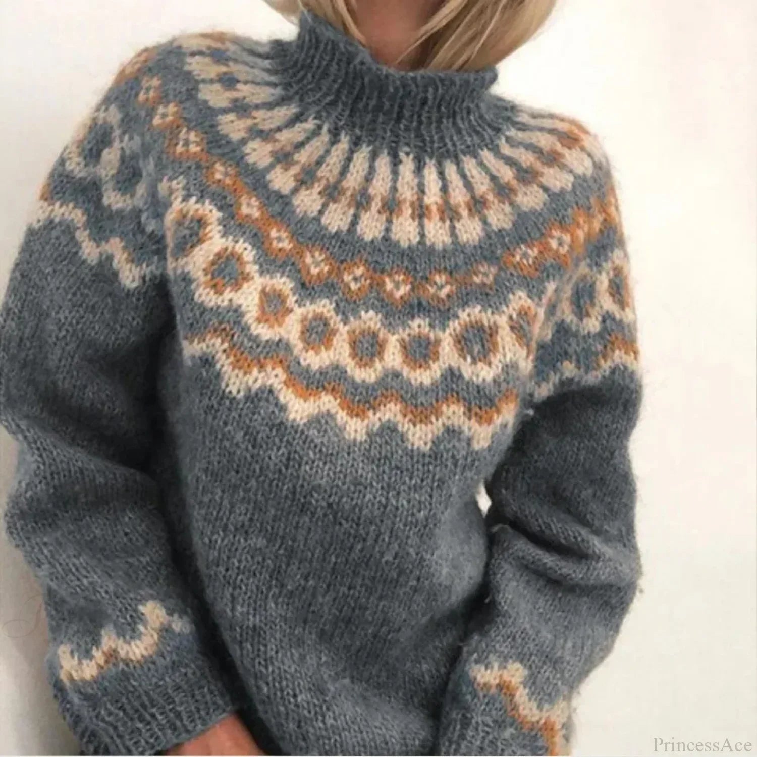 Turtleneck Crochet Streetwear Sweater image 2