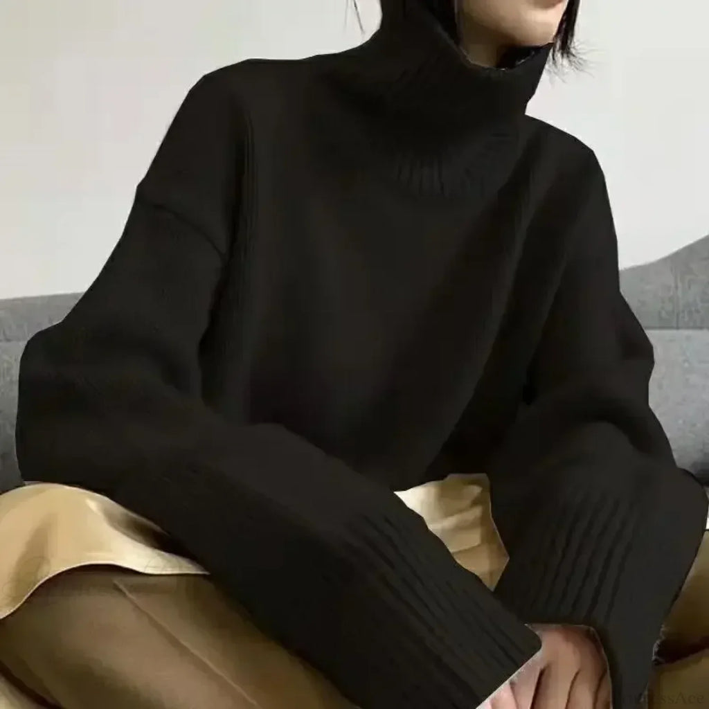 Turtleneck Elegant Gray Red Sweater image 7