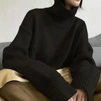 Turtleneck Elegant Gray Red Sweater image 7