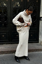 Turtleneck Knit Sweater Maxi Dress Two Piece Set image 1
