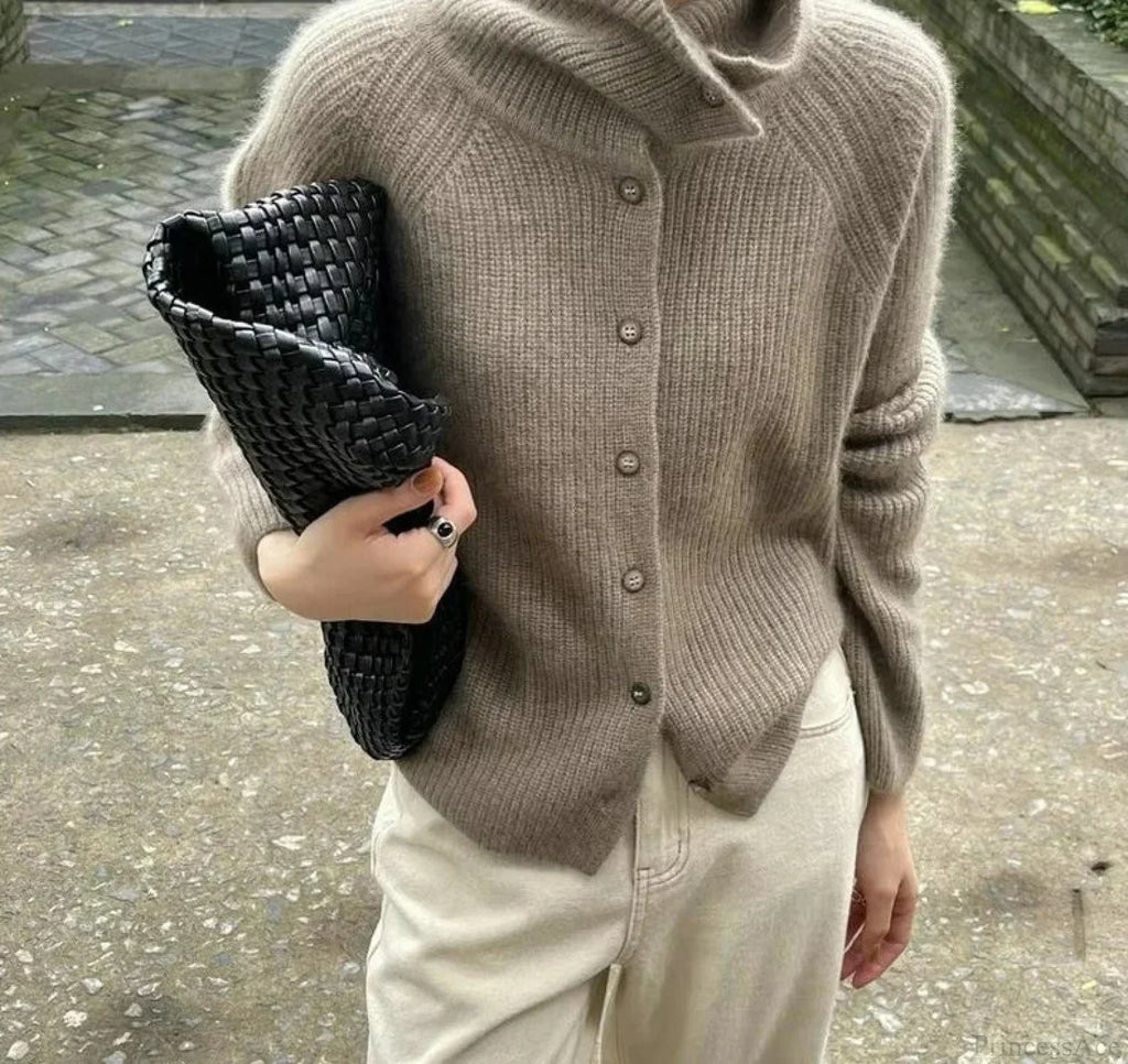 Turtleneck Loose Single Breasted Cardigan image 1