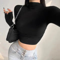 Turtleneck Ribbed Knit Slim Crop Sweater image 2