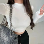 Turtleneck Ribbed Knit Slim Crop Sweater image 3