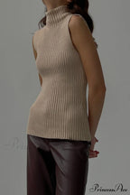 Turtleneck Ribbed Sleeveless Knit Sweater image 20