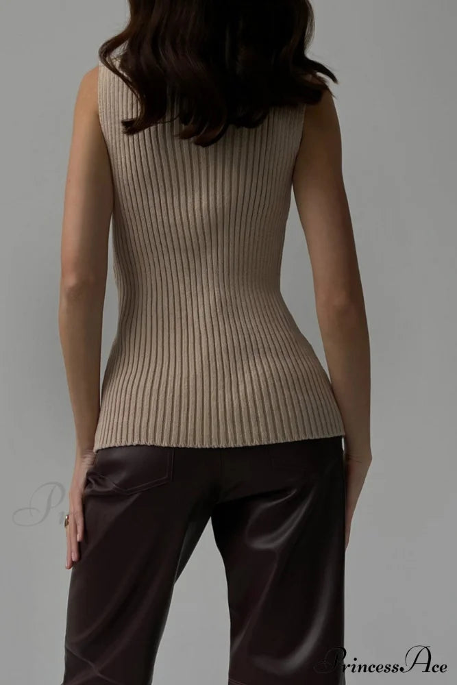 Turtleneck Ribbed Sleeveless Knit Sweater image 21
